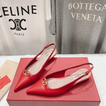 Valentino The Bold Edition VLogo Calfskin Slingback Ballerinas Red 2024 0429 (MD-240429164)