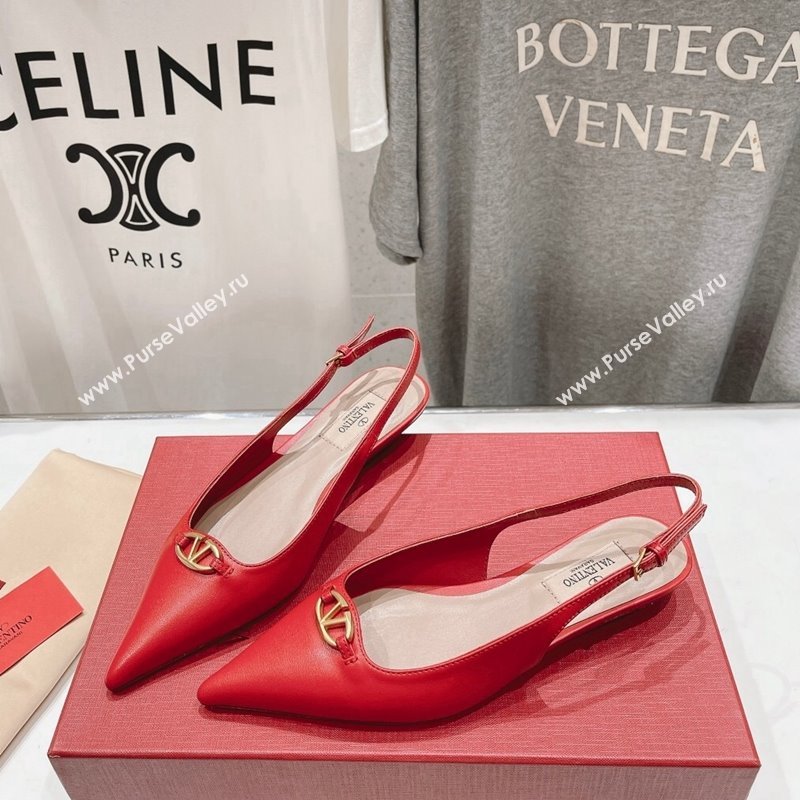 Valentino The Bold Edition VLogo Calfskin Slingback Ballerinas Red 2024 0429 (MD-240429164)