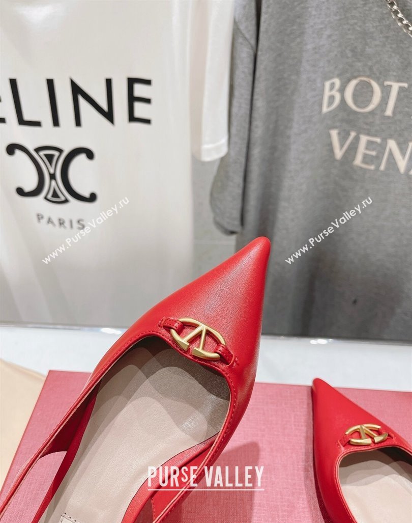 Valentino The Bold Edition VLogo Calfskin Slingback Ballerinas Red 2024 0429 (MD-240429164)