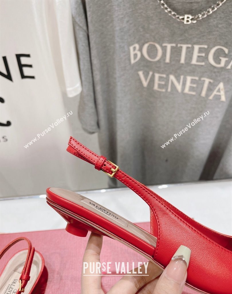 Valentino The Bold Edition VLogo Calfskin Slingback Ballerinas Red 2024 0429 (MD-240429164)