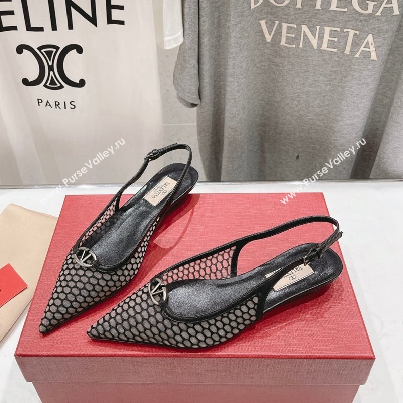 Valentino The Bold Edition VLogo Mesh Slingback Ballerinas Black 2024 0429 (MD-240429165)