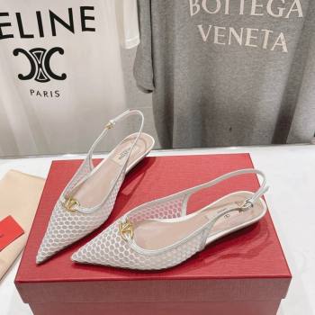 Valentino The Bold Edition VLogo Mesh Slingback Ballerinas White 2024 0429 (MD-240429166)