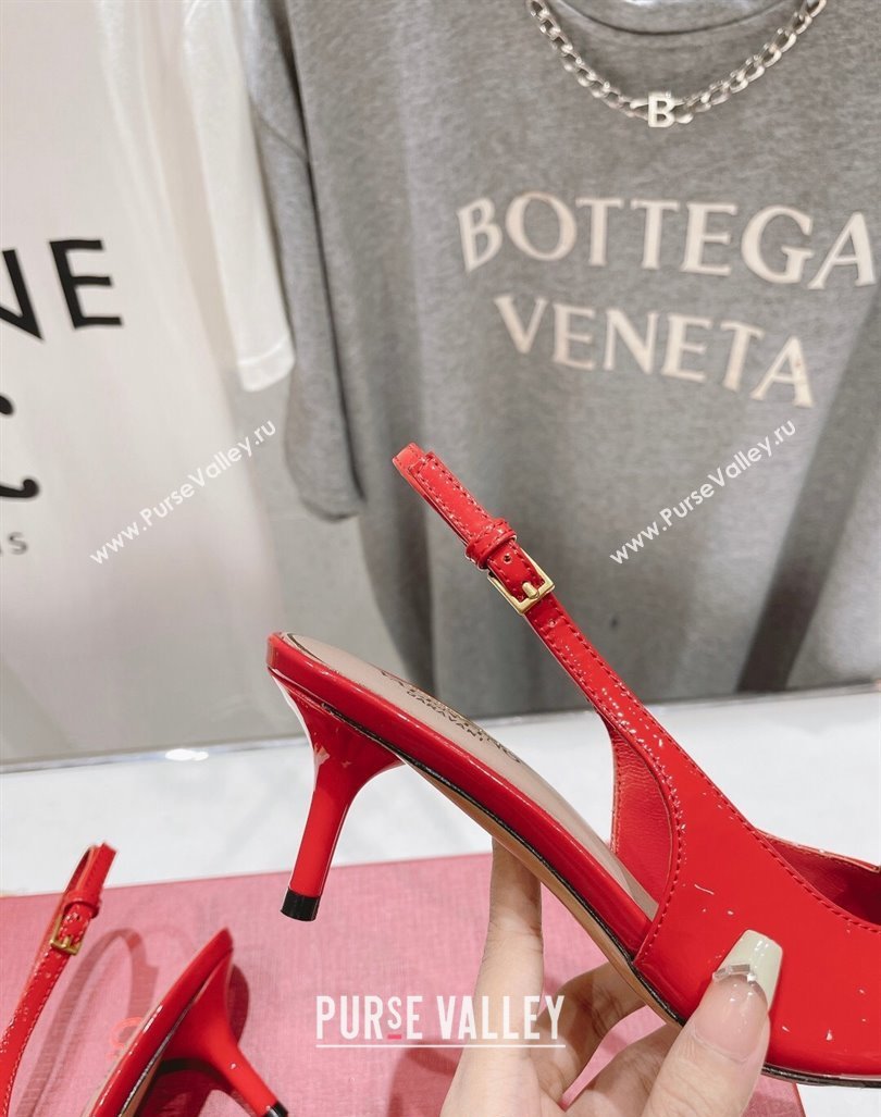 Valentino The Bold Edition VLogo Patent Calfskin Slingback Pumps 6cm Red 2024 0429 (MD-240429173)