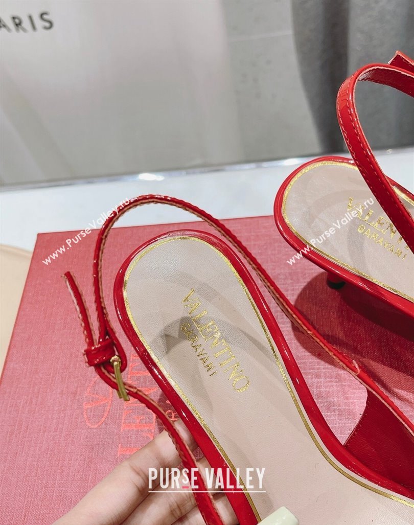 Valentino The Bold Edition VLogo Patent Calfskin Slingback Pumps 6cm Red 2024 0429 (MD-240429173)