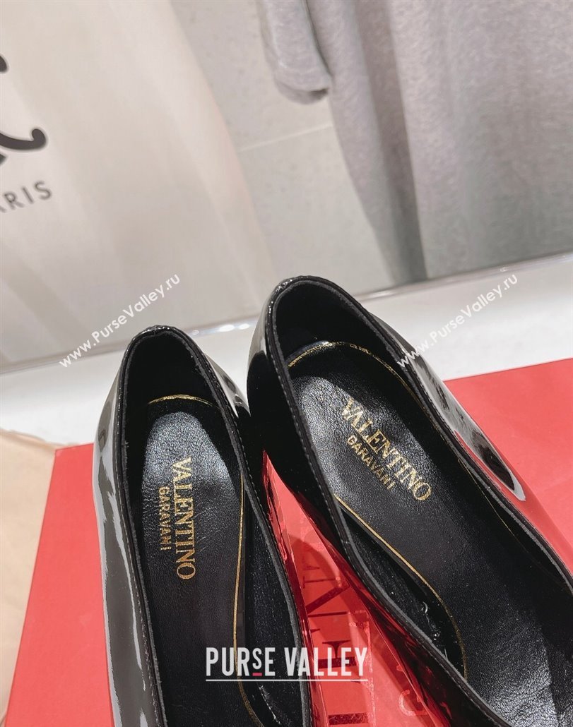 Valentino The Bold Edition VLogo Square Pumps 9.5cm in Patent Calfskin Black 2024 (MD-240429176)