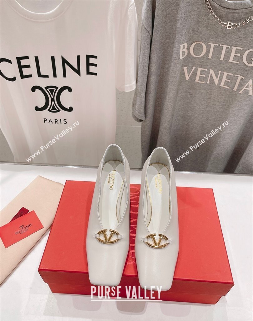 Valentino The Bold Edition VLogo Square Pumps 6.5cm in Calfskin White 2024 (MD-240429181)