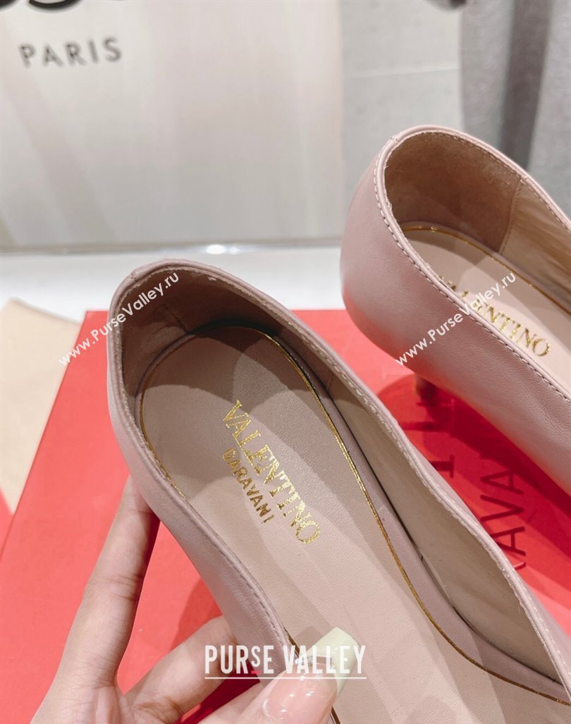 Valentino The Bold Edition VLogo Square Pumps 6.5cm in Calfskin Dusty Pink 2024 (MD-240429183)