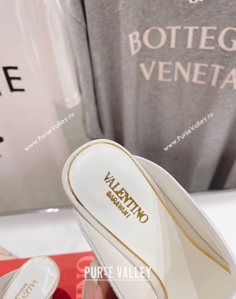 Valentino The Bold Edition VLogo Square Heel Mules 6.5cm in Calfskin White 2024 (MD-240429184)