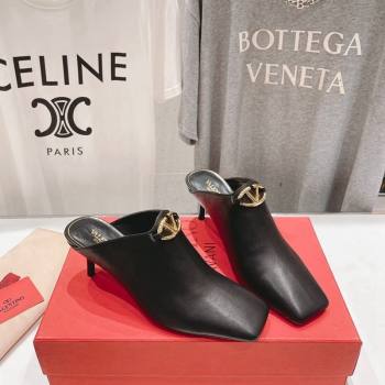 Valentino The Bold Edition VLogo Square Heel Mules 6.5cm in Calfskin Black 2024 (MD-240429185)