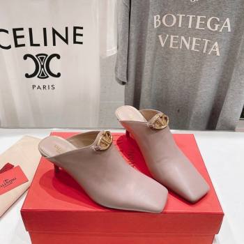 Valentino The Bold Edition VLogo Square Heel Mules 6.5cm in Calfskin Dusty Pink 2024 (MD-240429186)