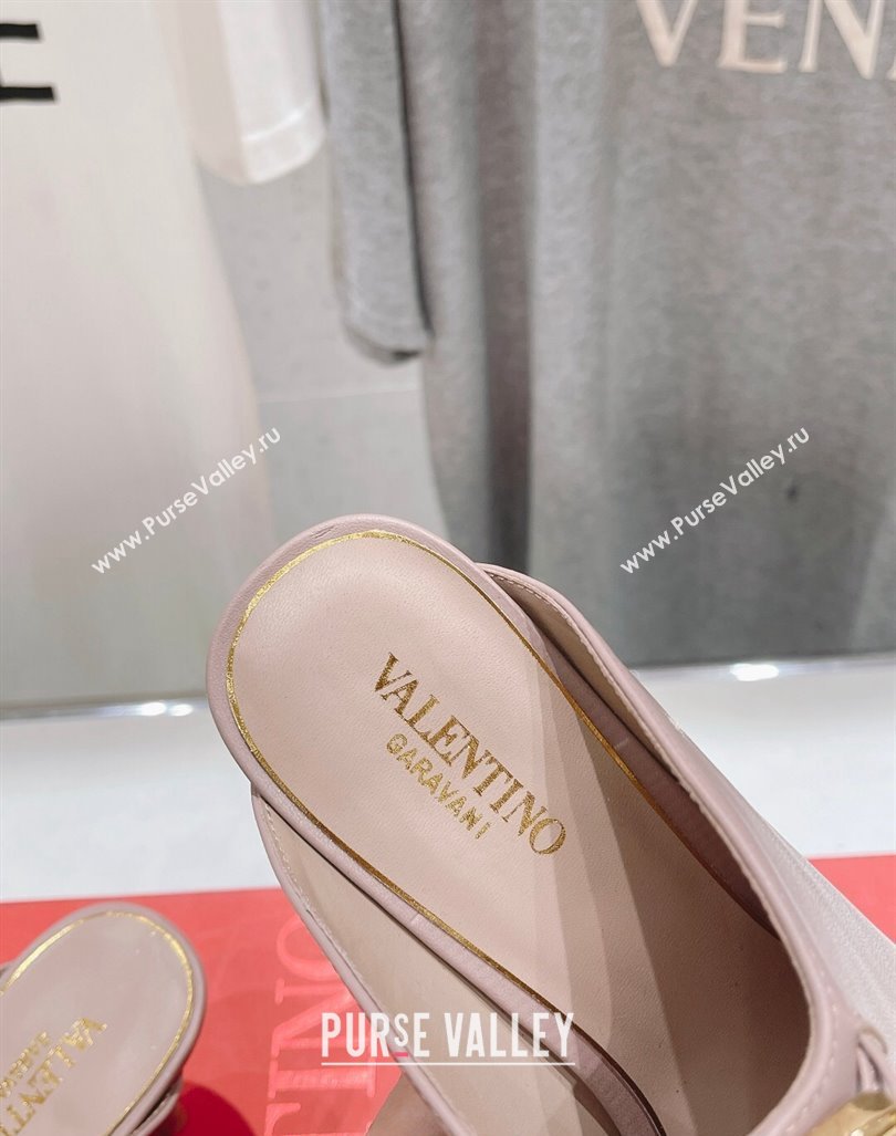 Valentino The Bold Edition VLogo Square Heel Mules 6.5cm in Calfskin Dusty Pink 2024 (MD-240429186)