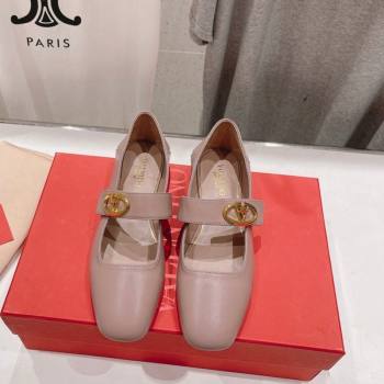 Valentino The Bold Edition VLogo Calfskin Ballerinas Flat Dusty Pink 2024 0429 (MD-240429194)