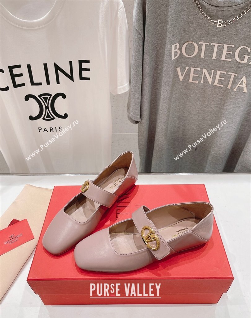 Valentino The Bold Edition VLogo Calfskin Ballerinas Flat Dusty Pink 2024 0429 (MD-240429194)