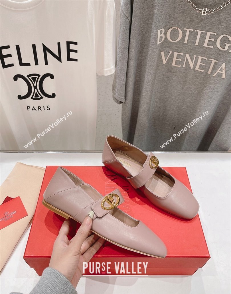 Valentino The Bold Edition VLogo Calfskin Ballerinas Flat Dusty Pink 2024 0429 (MD-240429194)