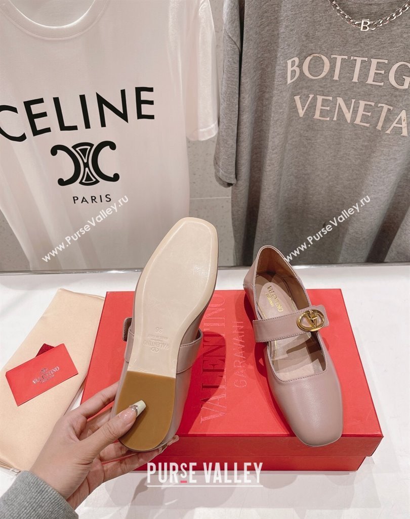 Valentino The Bold Edition VLogo Calfskin Ballerinas Flat Dusty Pink 2024 0429 (MD-240429194)