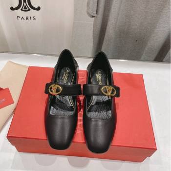 Valentino The Bold Edition VLogo Calfskin Ballerinas Flat Black 2024 0429 (MD-240429196)