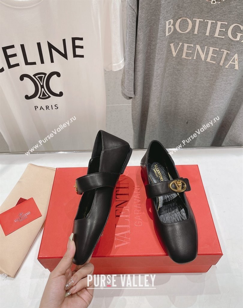 Valentino The Bold Edition VLogo Calfskin Ballerinas Flat Black 2024 0429 (MD-240429196)