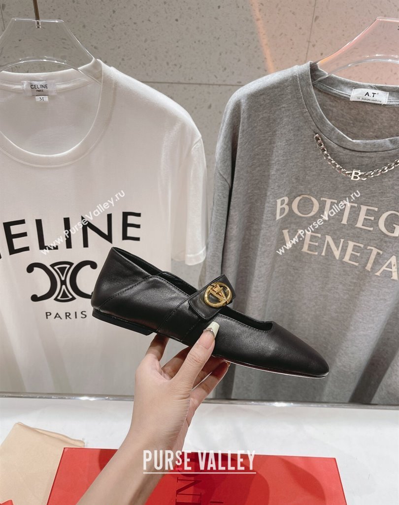 Valentino The Bold Edition VLogo Calfskin Ballerinas Flat Black 2024 0429 (MD-240429196)