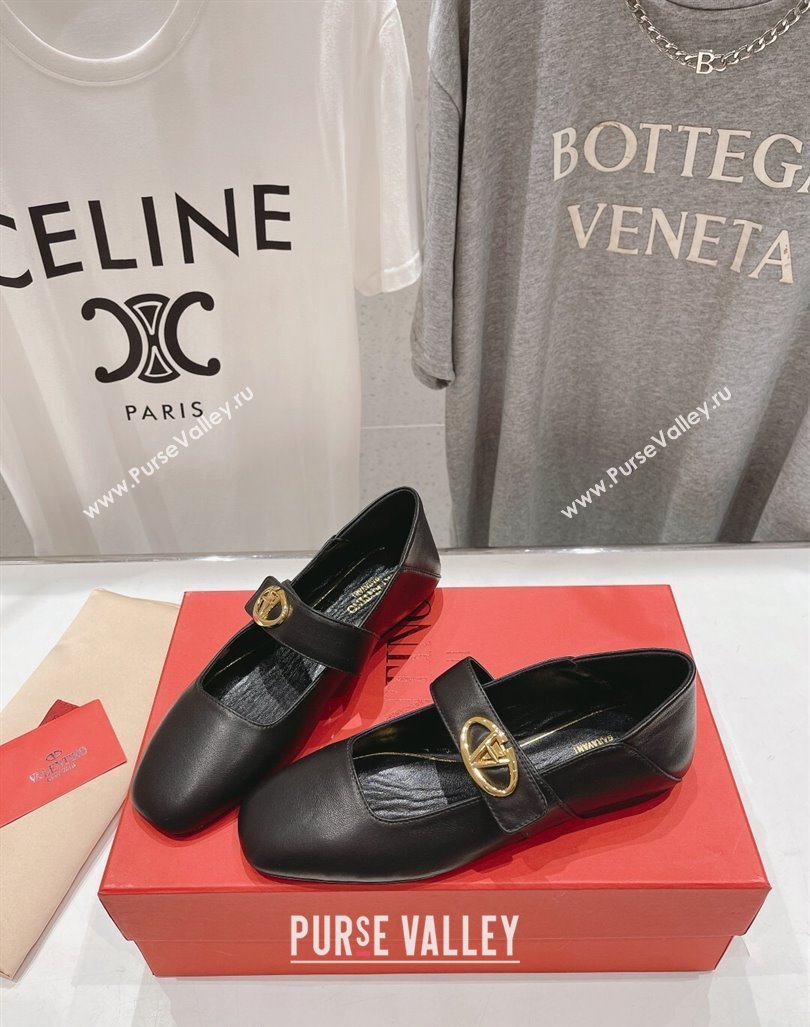 Valentino The Bold Edition VLogo Calfskin Ballerinas Flat Black 2024 0429 (MD-240429196)