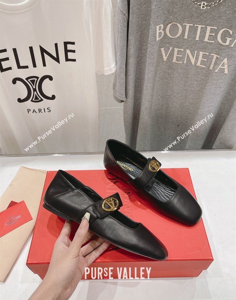 Valentino The Bold Edition VLogo Calfskin Ballerinas Flat Black 2024 0429 (MD-240429196)