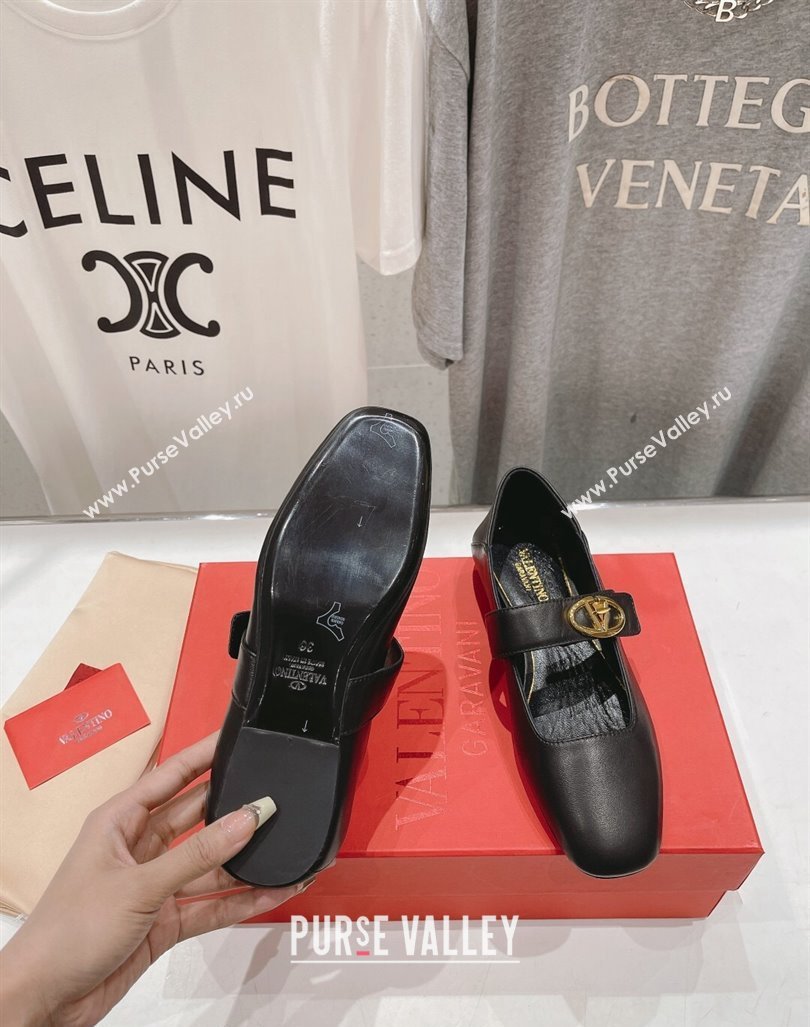 Valentino The Bold Edition VLogo Calfskin Ballerinas Flat Black 2024 0429 (MD-240429196)