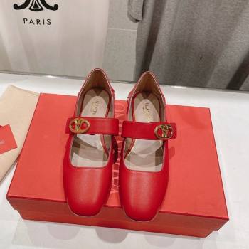 Valentino The Bold Edition VLogo Calfskin Ballerinas Flat Red 2024 0429 (MD-240429197)