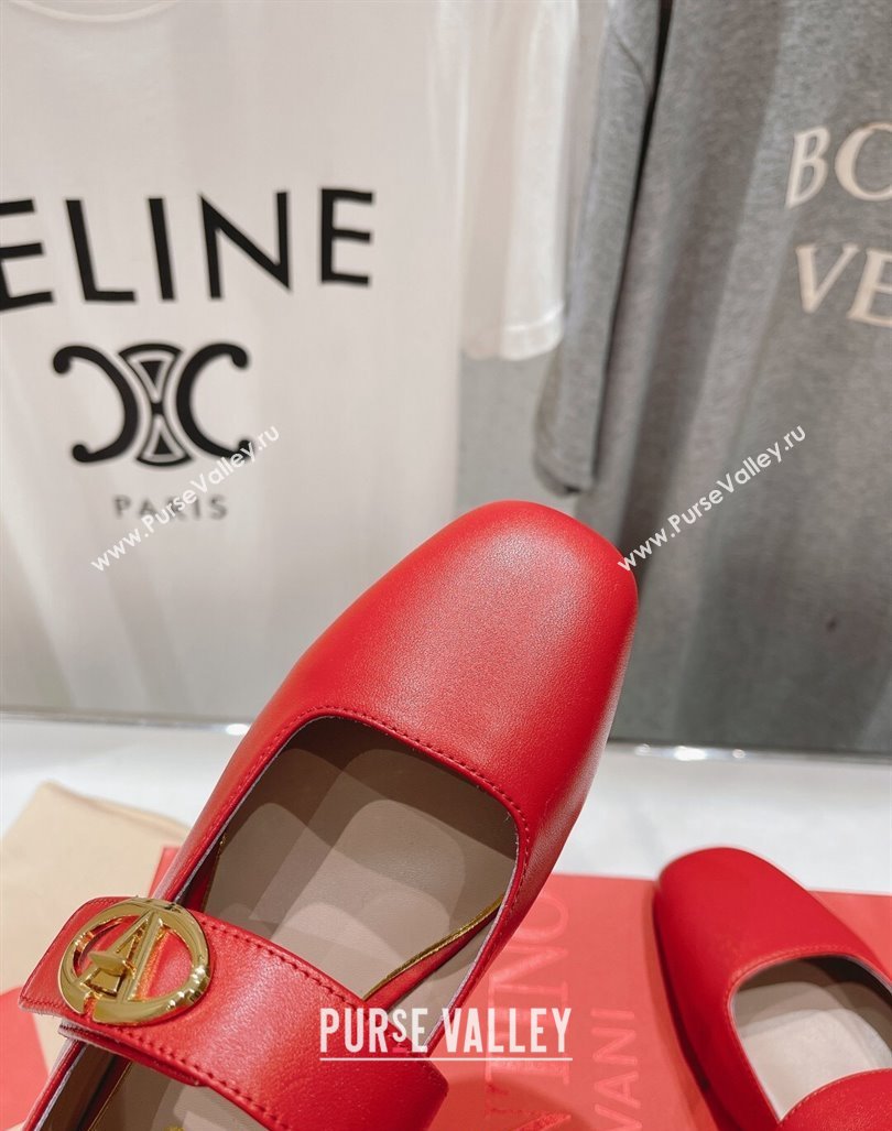 Valentino The Bold Edition VLogo Calfskin Ballerinas Flat Red 2024 0429 (MD-240429197)