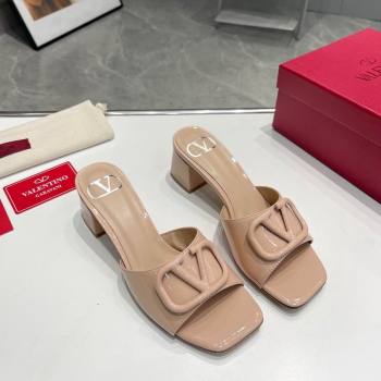 Valentino VLogo Patent Calfskin Heel Slide Sandals 6cm Nude2 2024 042902 (XL-240429032)