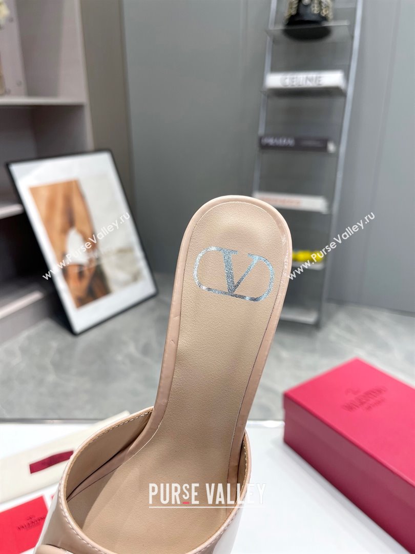 Valentino VLogo Patent Calfskin Heel Slide Sandals 6cm Nude2 2024 042902 (XL-240429032)