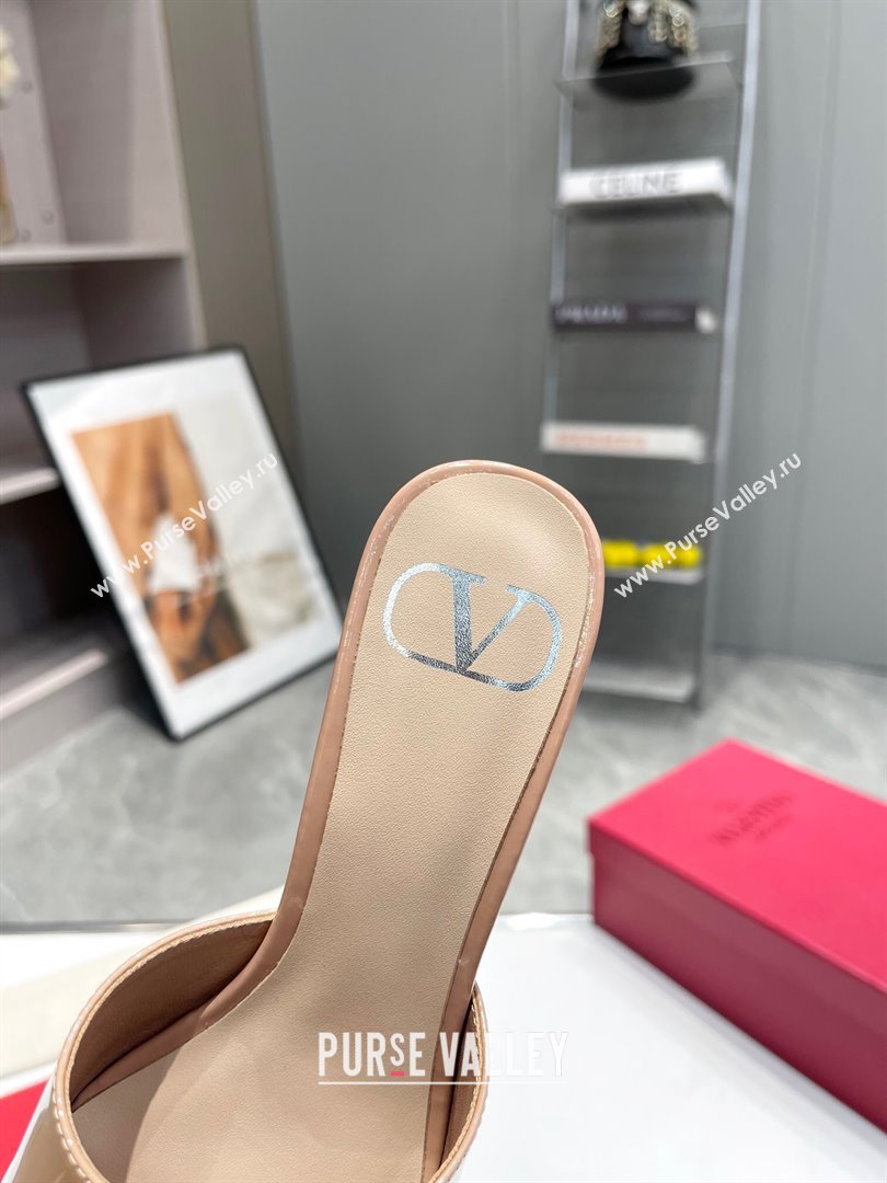 Valentino VLogo Patent Calfskin Heel Slide Sandals 6cm Dark Nude 2024 042902 (XL-240429034)