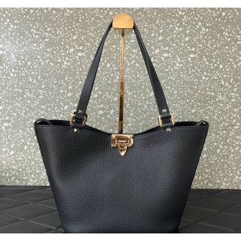 Valentino Rockstud Calfskin Shopping bag Black 2024 0055 (LN-2405241135)