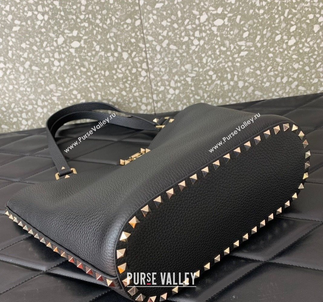 Valentino Rockstud Calfskin Shopping bag Black 2024 0055 (LN-2405241135)