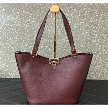 Valentino Rockstud Calfskin Shopping bag Burgundy 2024 0055 (LN-2405241136)