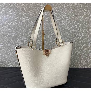 Valentino Rockstud Calfskin Shopping bag White 2024 0055 (LN-2405241137)