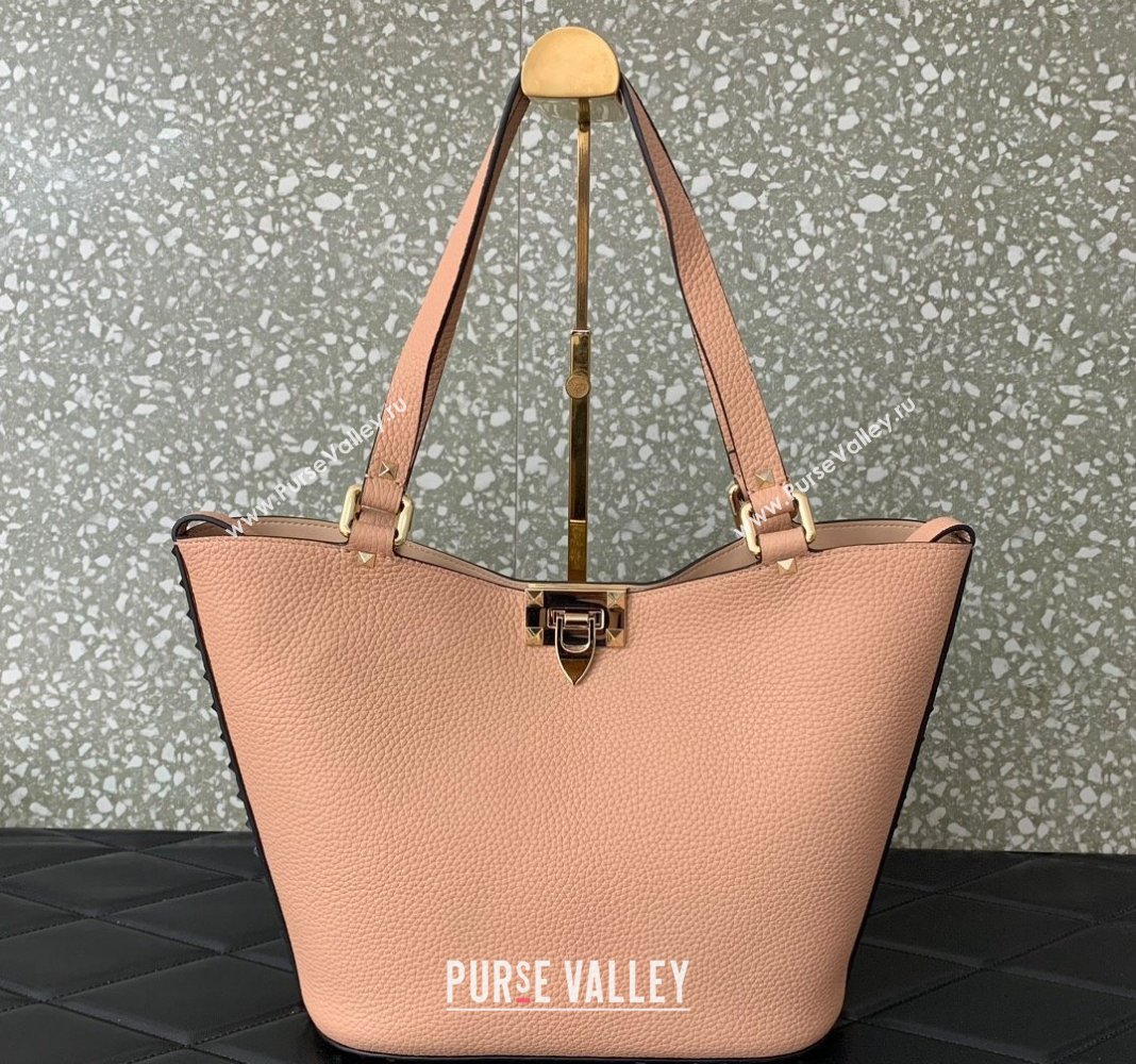 Valentino Rockstud Calfskin Shopping bag Light Pink 2024 0055 (LN-2405241139)