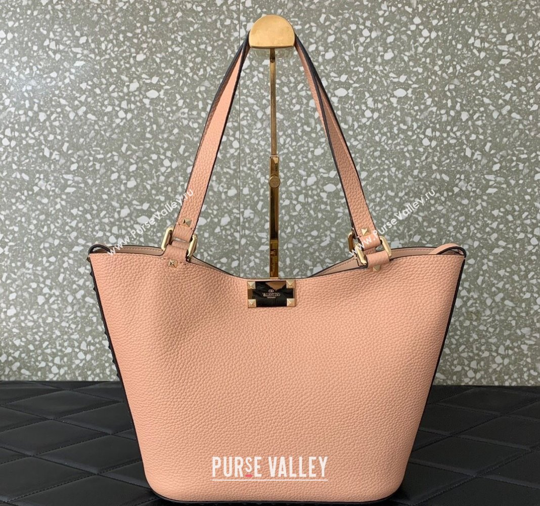 Valentino Rockstud Calfskin Shopping bag Light Pink 2024 0055 (LN-2405241139)