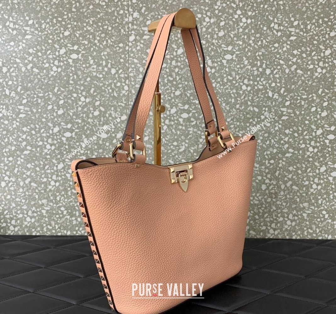 Valentino Rockstud Calfskin Shopping bag Light Pink 2024 0055 (LN-2405241139)