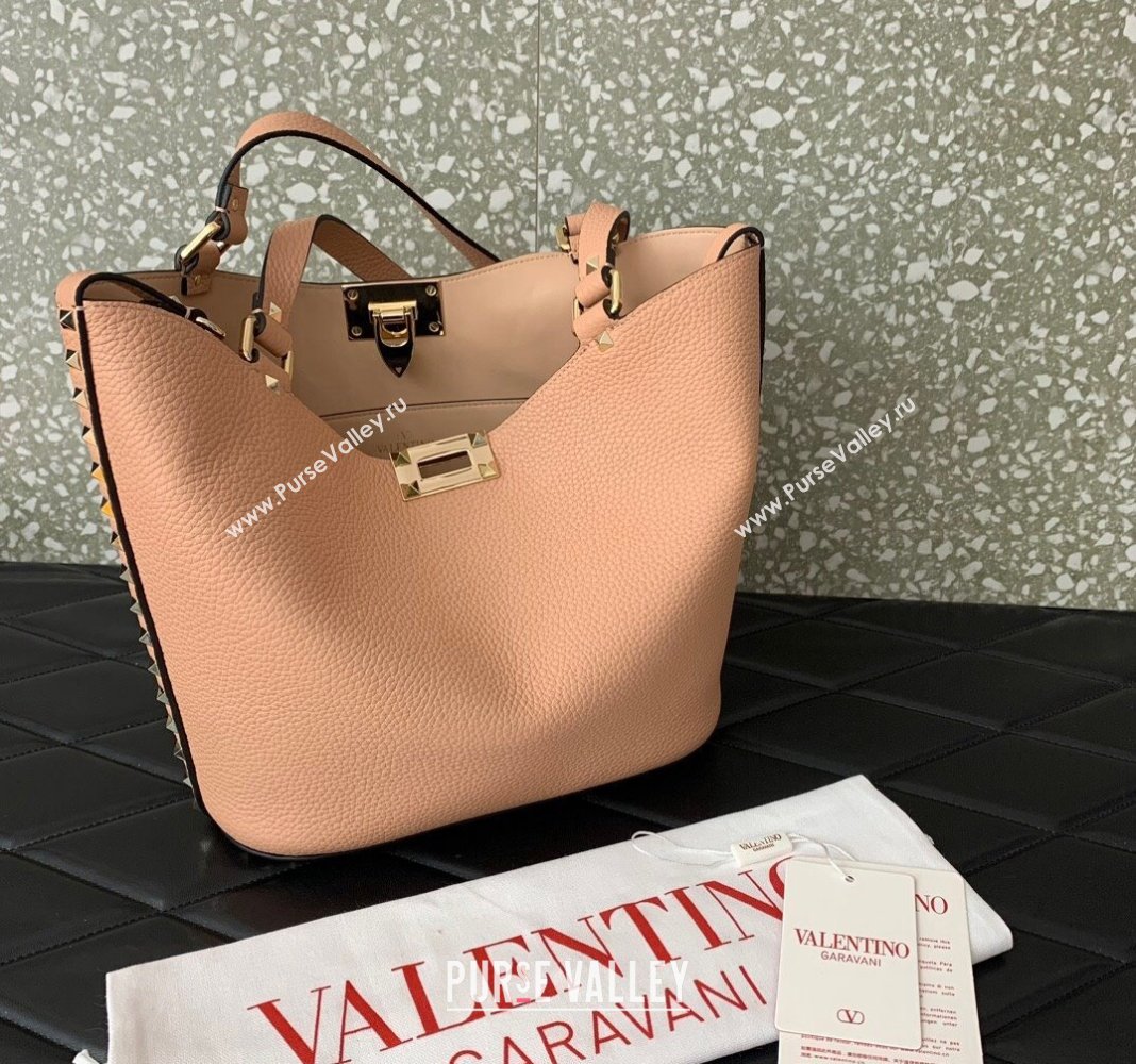 Valentino Rockstud Calfskin Shopping bag Light Pink 2024 0055 (LN-2405241139)