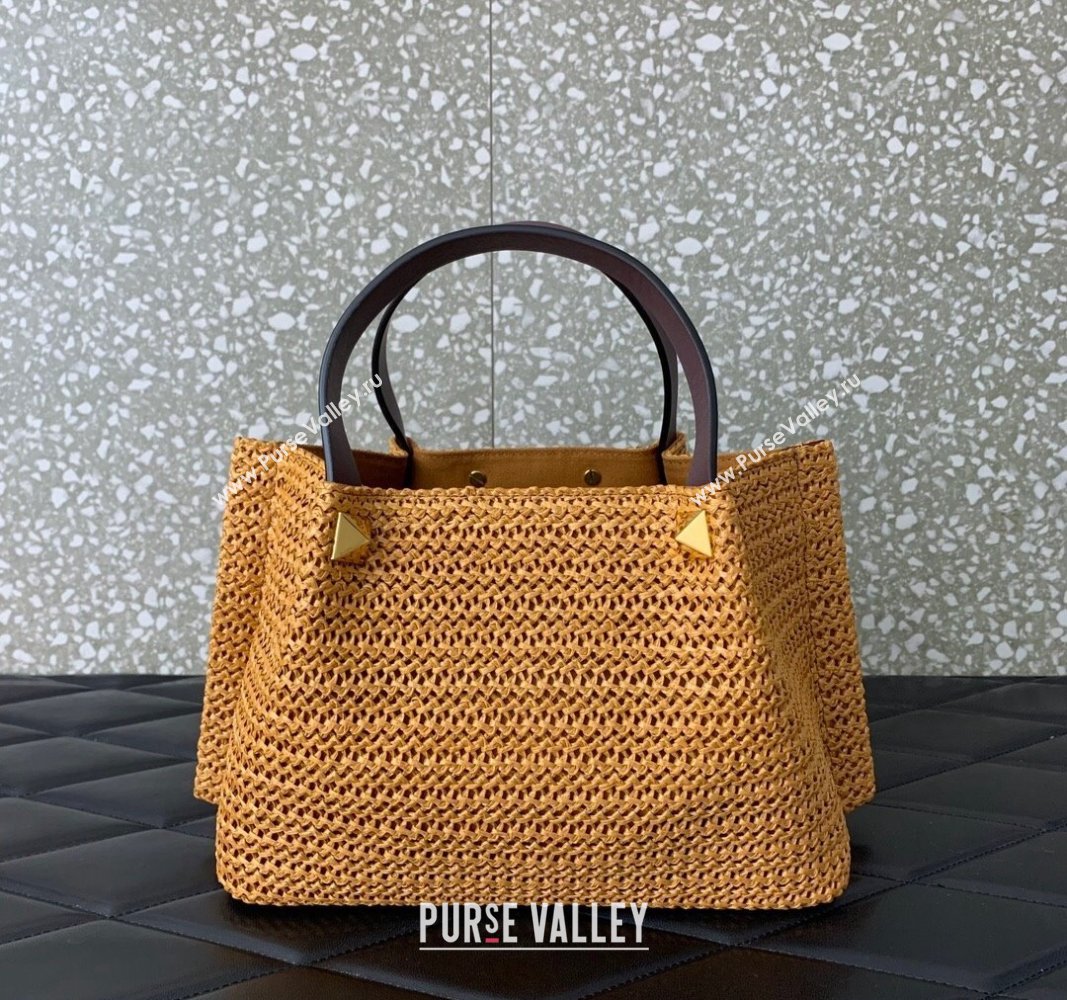 Valentino Small VLogo Raffia Straw Summer Tote bag Gold-Tone 2023 0330S (LN-2405241141)