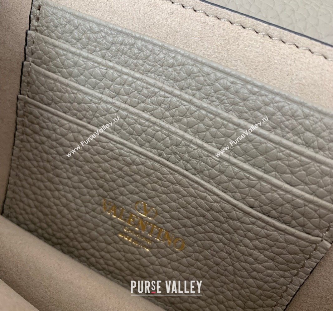 Valentino Rockstud Grainy Calfskin Pouch Chain Mini Bag Grey 2024 VLTN057 (LN-240525005)