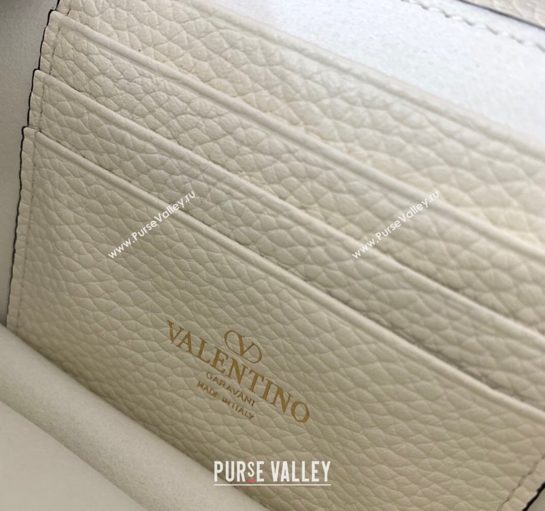 Valentino Rockstud Grainy Calfskin Pouch Chain Mini Bag White 2024 VLTN057 (LN-240525007)