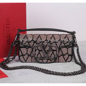 Valentino Locò Small Shoulder Bag in Toile Iconographe with Strass Black 2024 22028S (BGJ-240525009)