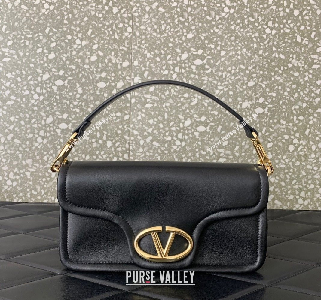 Valentino VLogo 1960 Nappa Leather Medium Shoulder bag Black 2024 6049 (LN-2405241130)