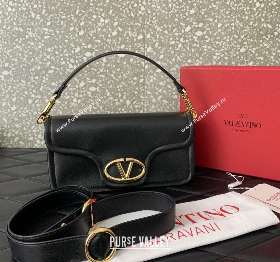 Valentino VLogo 1960 Nappa Leather Medium Shoulder bag Black 2024 6049 (LN-2405241130)