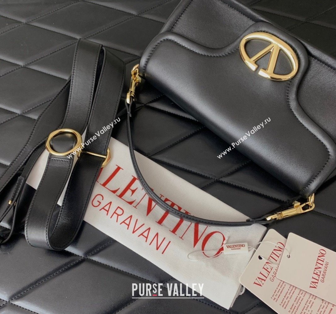 Valentino VLogo 1960 Nappa Leather Medium Shoulder bag Black 2024 6049 (LN-2405241130)