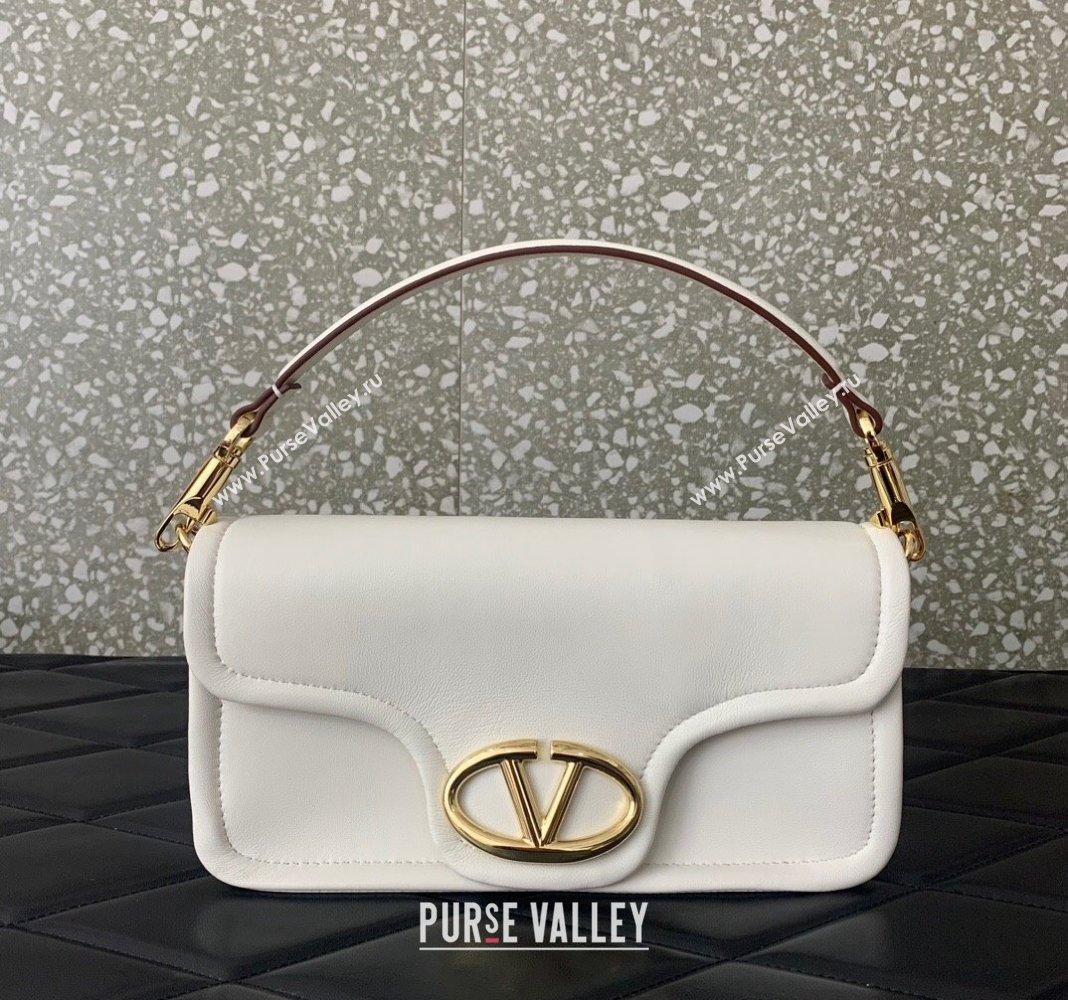 Valentino VLogo 1960 Nappa Leather Medium Shoulder bag White 2024 6049 (LN-2405241131)