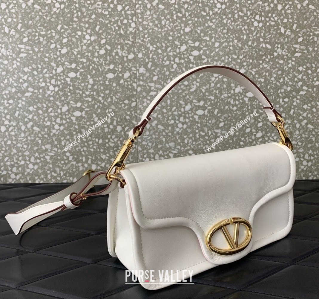 Valentino VLogo 1960 Nappa Leather Medium Shoulder bag White 2024 6049 (LN-2405241131)