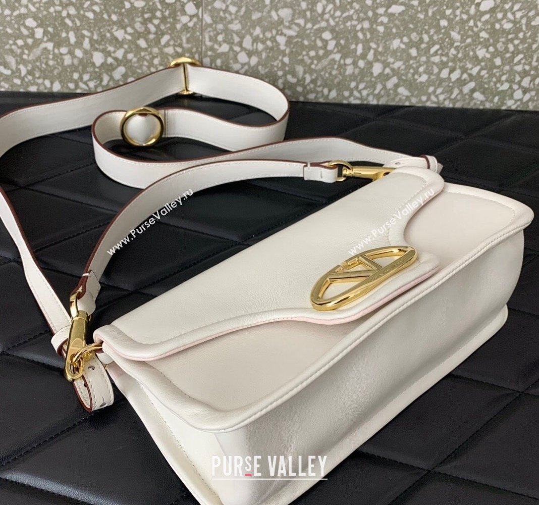 Valentino VLogo 1960 Nappa Leather Medium Shoulder bag White 2024 6049 (LN-2405241131)