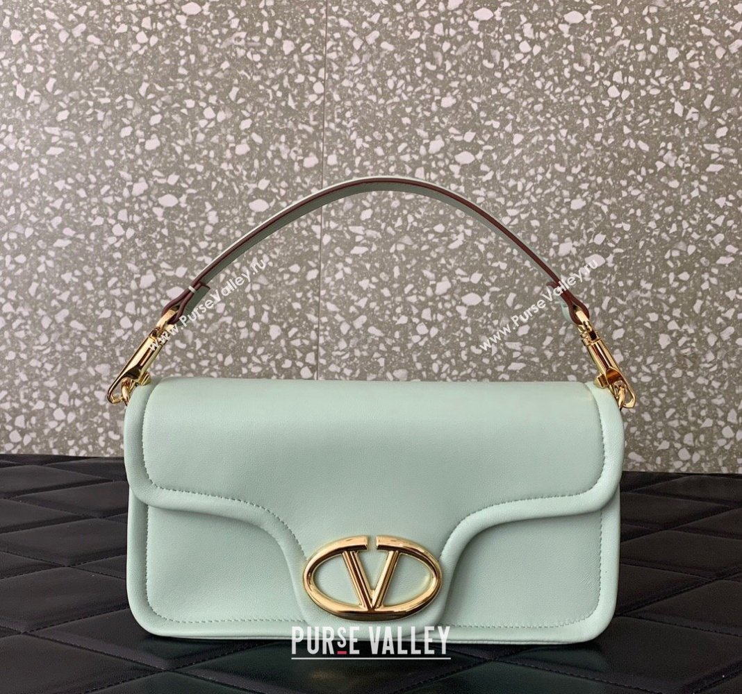 Valentino VLogo 1960 Nappa Leather Medium Shoulder bag Light Green 2024 6049 (LN-2405241132)