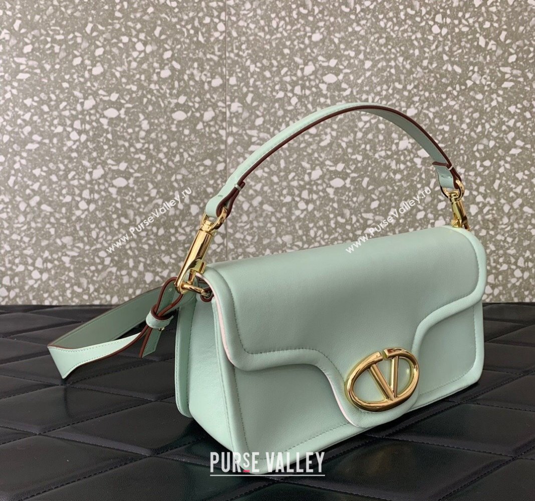 Valentino VLogo 1960 Nappa Leather Medium Shoulder bag Light Green 2024 6049 (LN-2405241132)